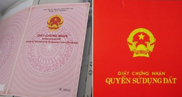 Hình ảnh sổ hồng(bên trái) và sổ đỏ (bên phải)
