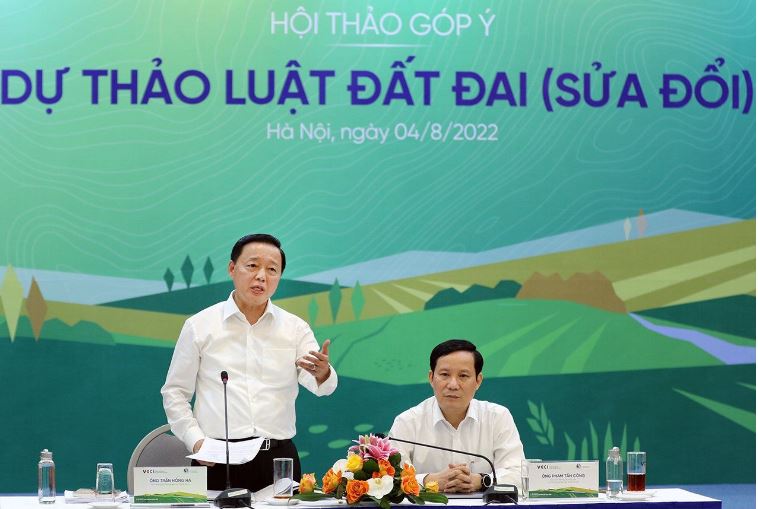 Bộ trưởng Bộ Tài nguyên & Môi trường tại hội thảo góp ý sửa đổi Luật Đất đai tại VCCI ngày 4/8/2022