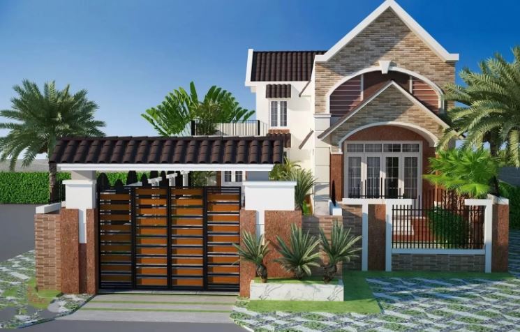 Mẫu nhà cấp 4 làm bằng mái thái ở nông thôn có gác lửng