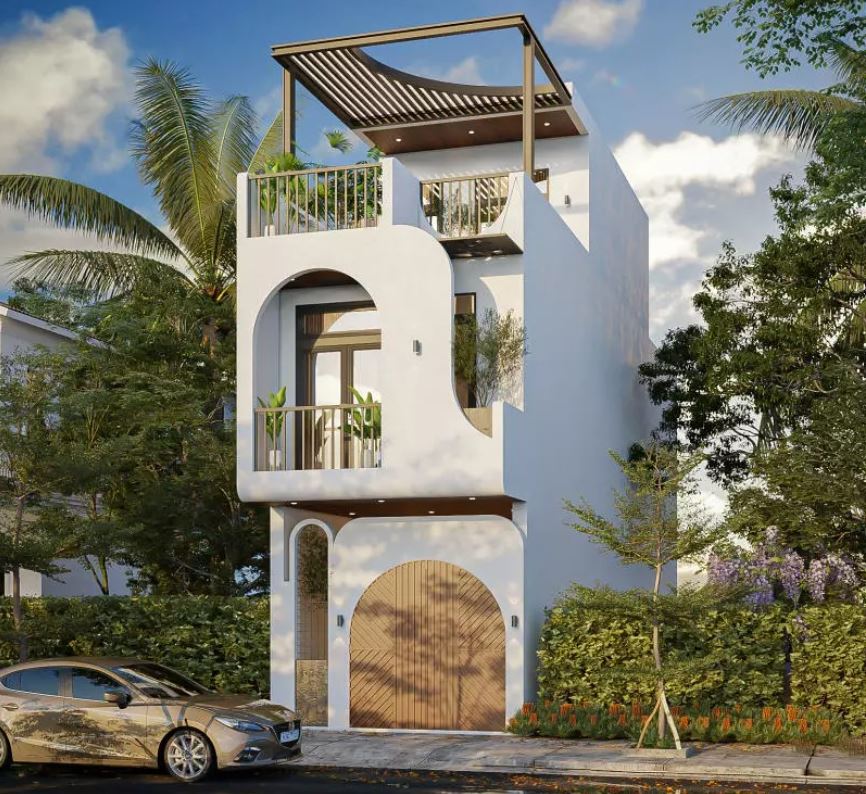 Nhà ống 2 tầng 1 tum hiện đại
