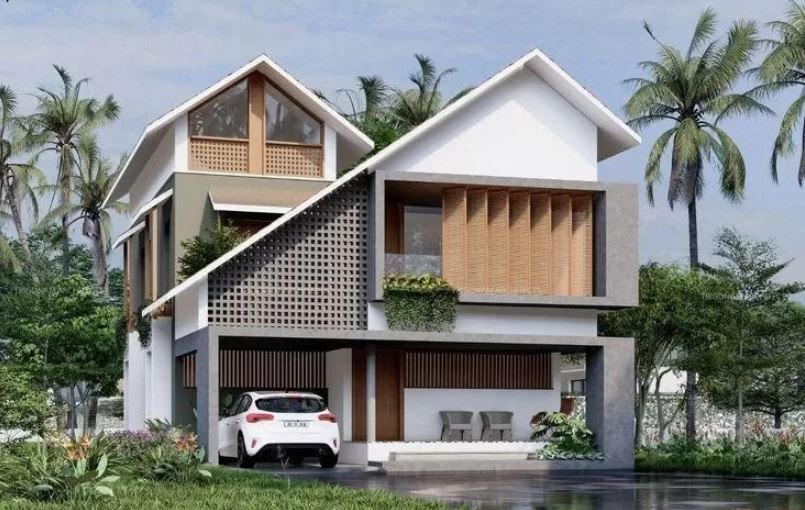 Nhà khung thép 2 tầng có cấu tạo bao gồm: Móng, khung thép, cột nhà, vì kèo, xà gồ mái,...
